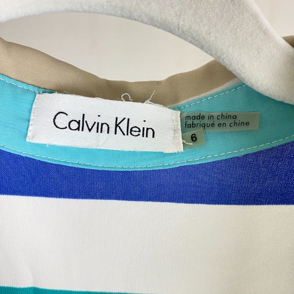 Calvin Klein Women's Multi Colour A-Line Dress With Green Belt - Picture 5 of 15